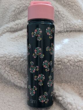 Disney Simple Modern Floral MICKEY Stainless Bottle in Black and Pink